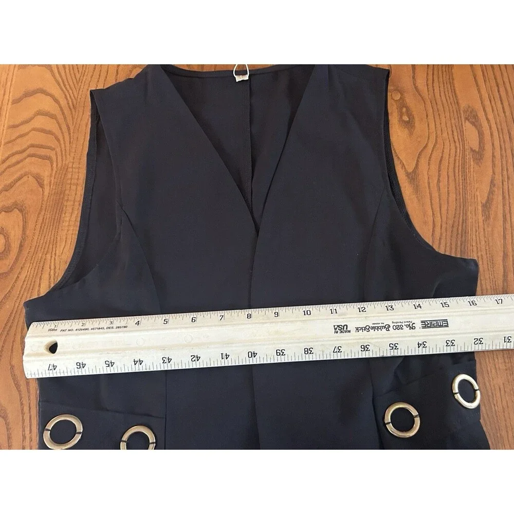 Gothic Glam!  “Jiaying” High Low  Sheer Vest W/Decorative Gold  Grommets Size S